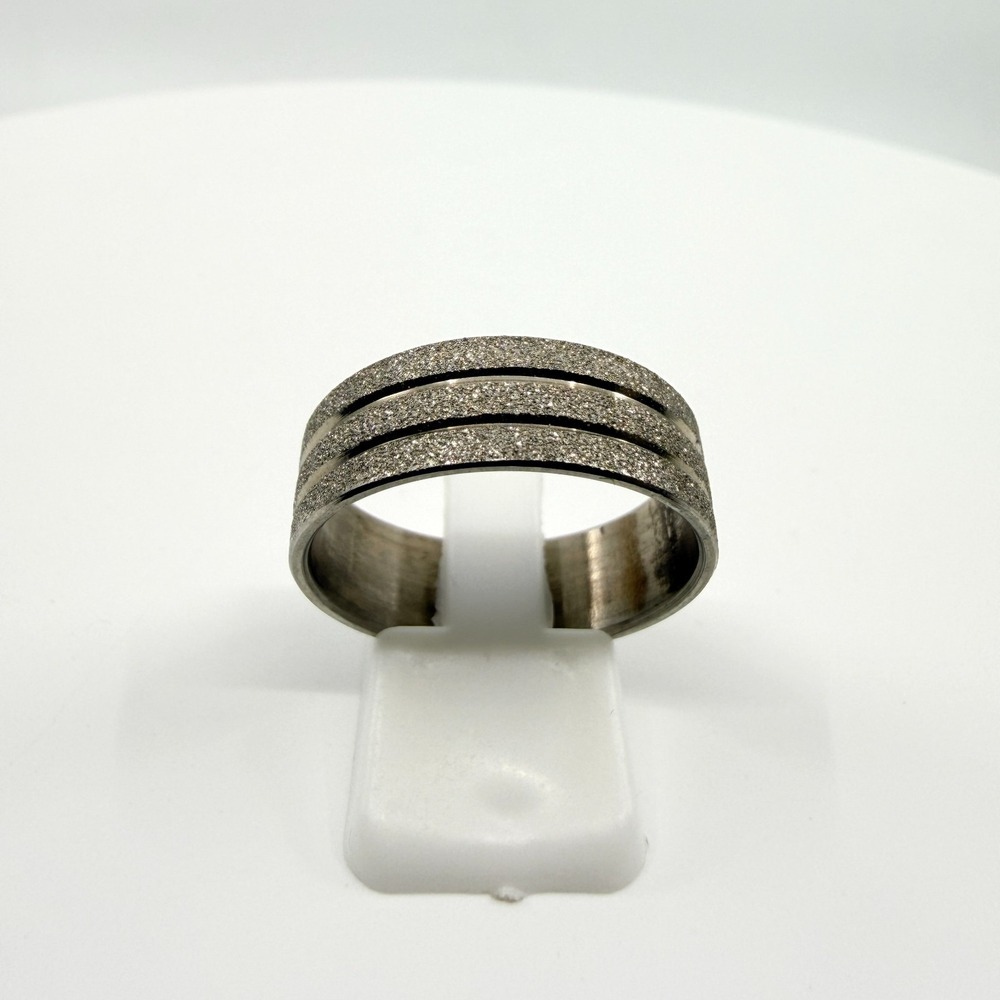Vintage Y2K Silver Tone Textured Glitter Frosted Band Ring - Minimalist